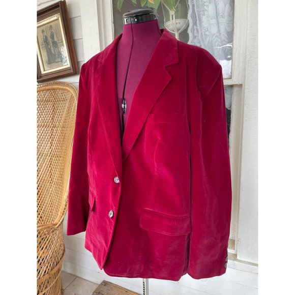 Martha Manning Jackets & Blazers - VIntage 1960s Martha Manning Womens Velvet Blazer Burgundy Sz 18 XL